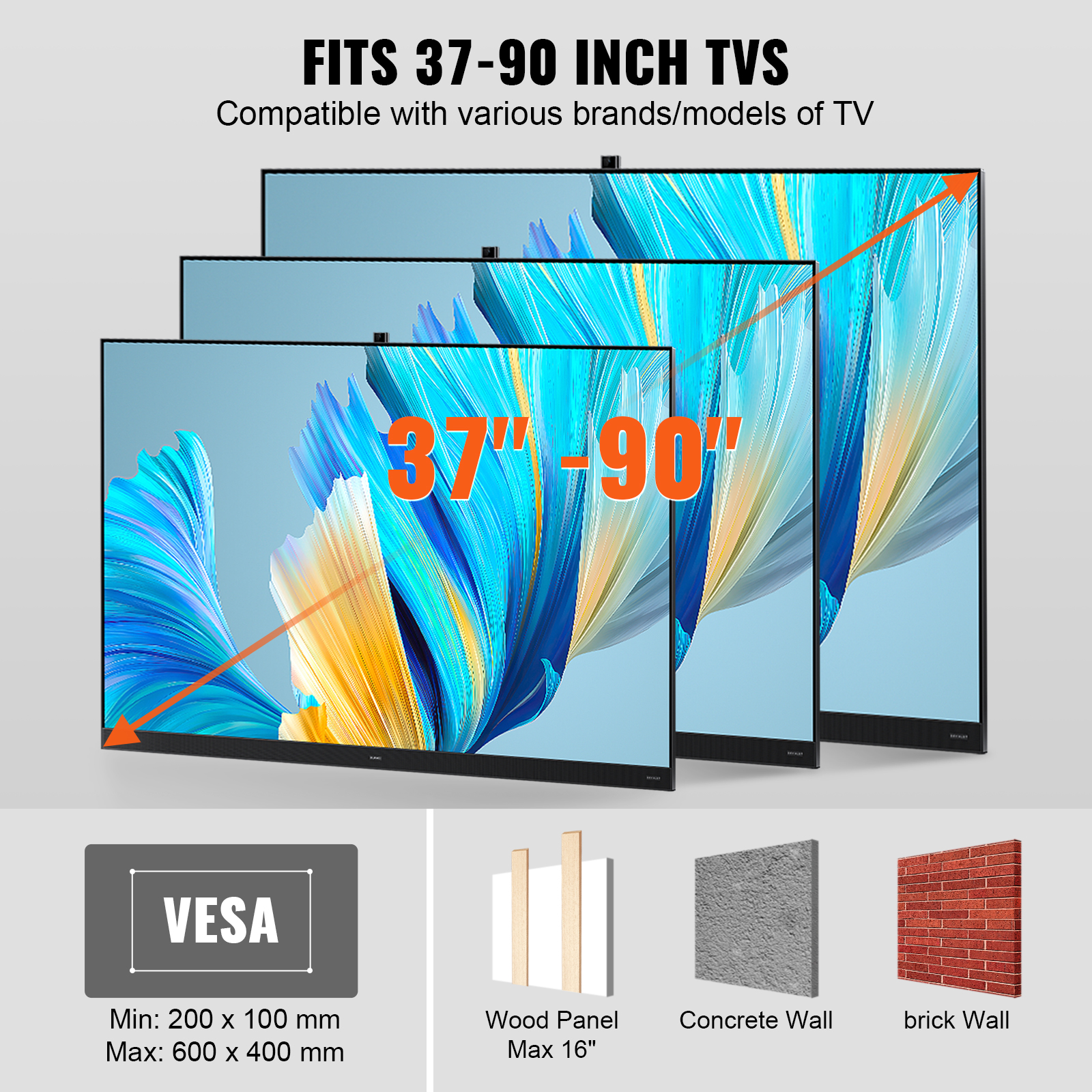 TV Wall Mount Full Motion for Most 26-90 inch TVs with Articulating Arms - Picture 44 of 50