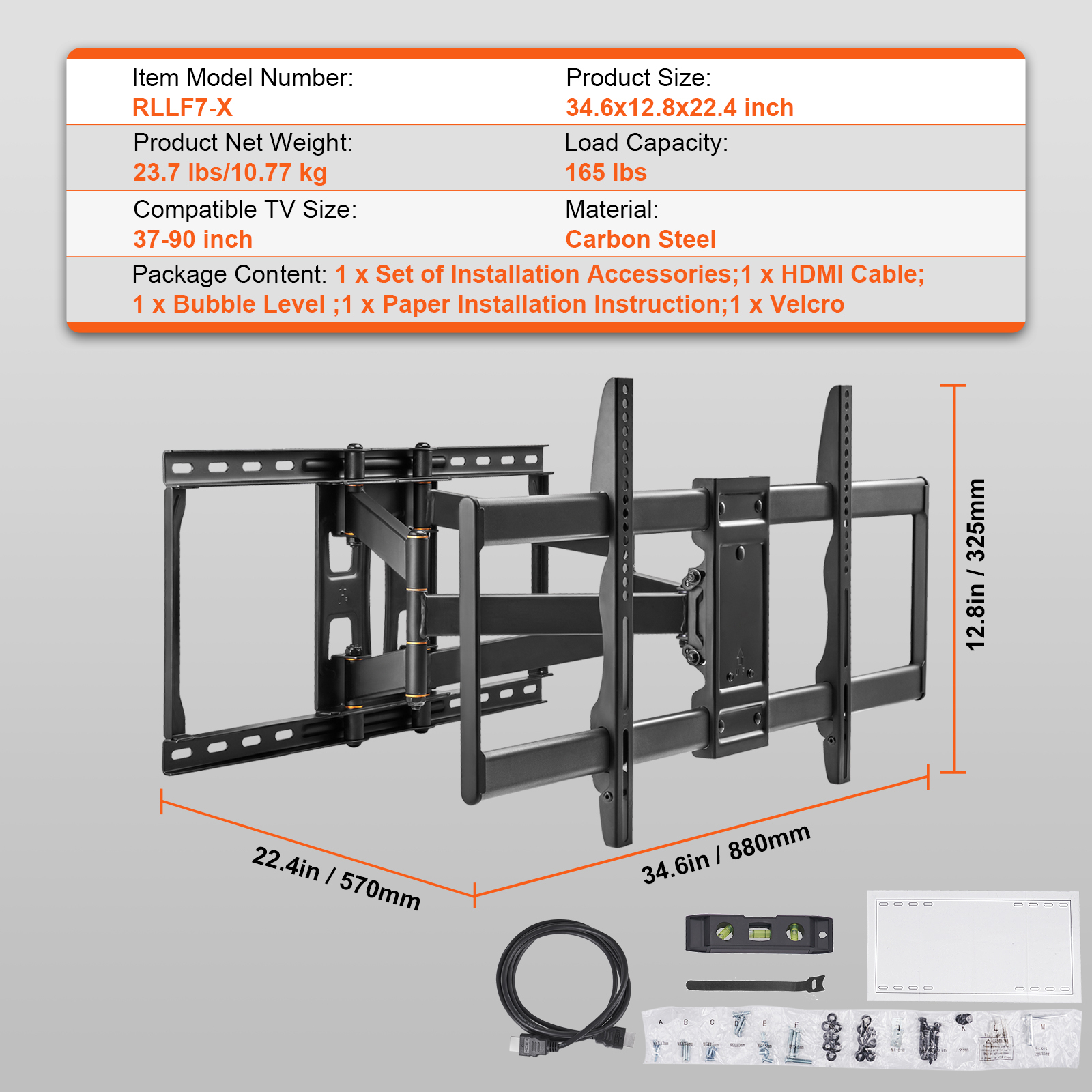 TV Wall Mount Full Motion for Most 26-90 inch TVs with Articulating Arms - Picture 45 of 50