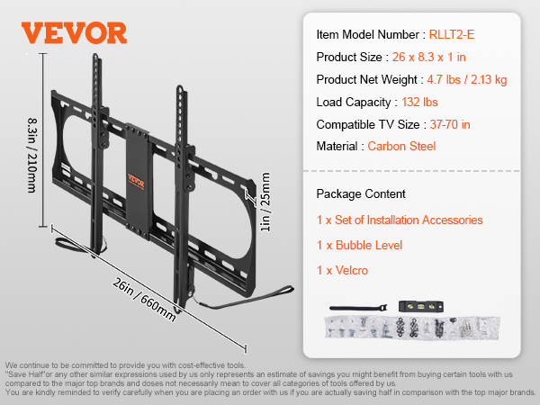 VEVOR Full Motion TV Mount Fits for 37-90 in. TVs Swivel Tilt