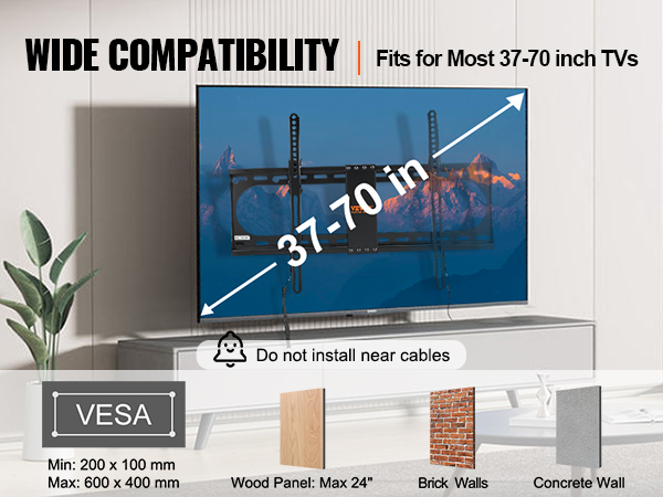Soporte de movimiento completo, soporte de pared USX MOUNT para la mayoría  de televisores de 42 a 86 pulgadas, soporta hasta 120 libras, VESA máximo