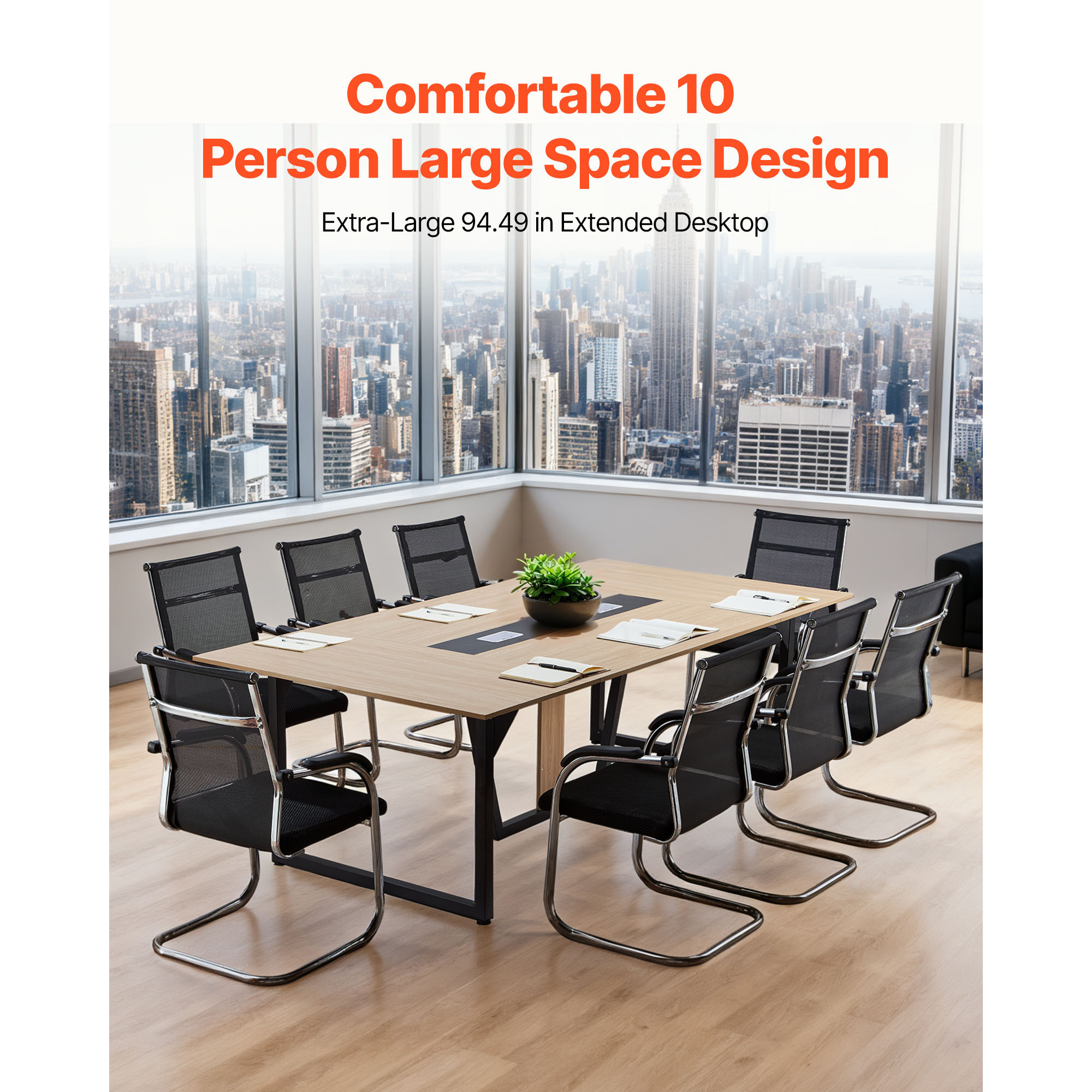 Uimoso Conference Table 6/8ft Rectangle/Boat Shape for Office Meetings