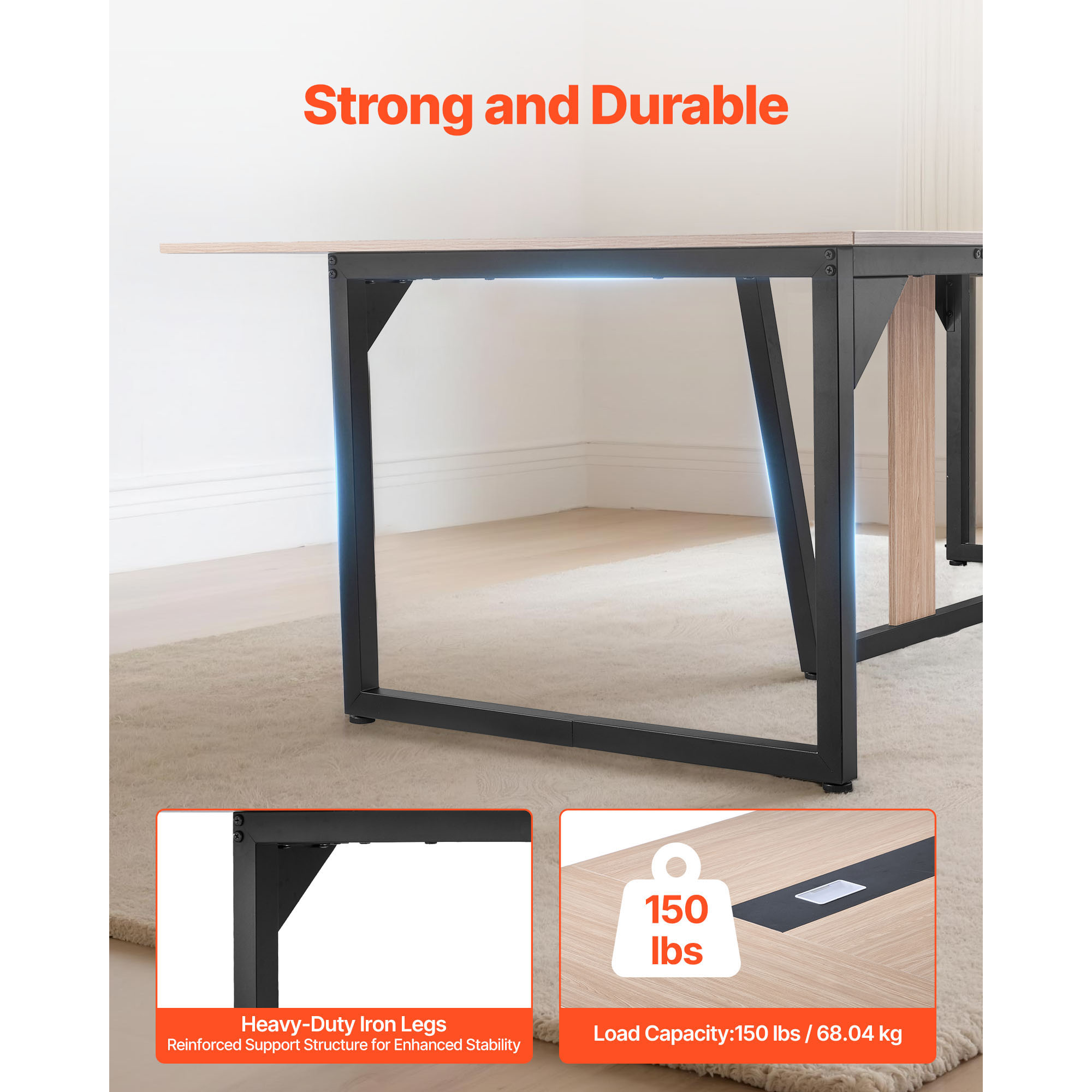 Uimoso Conference Table 6/8ft Rectangle/Boat Shape for Office Meetings