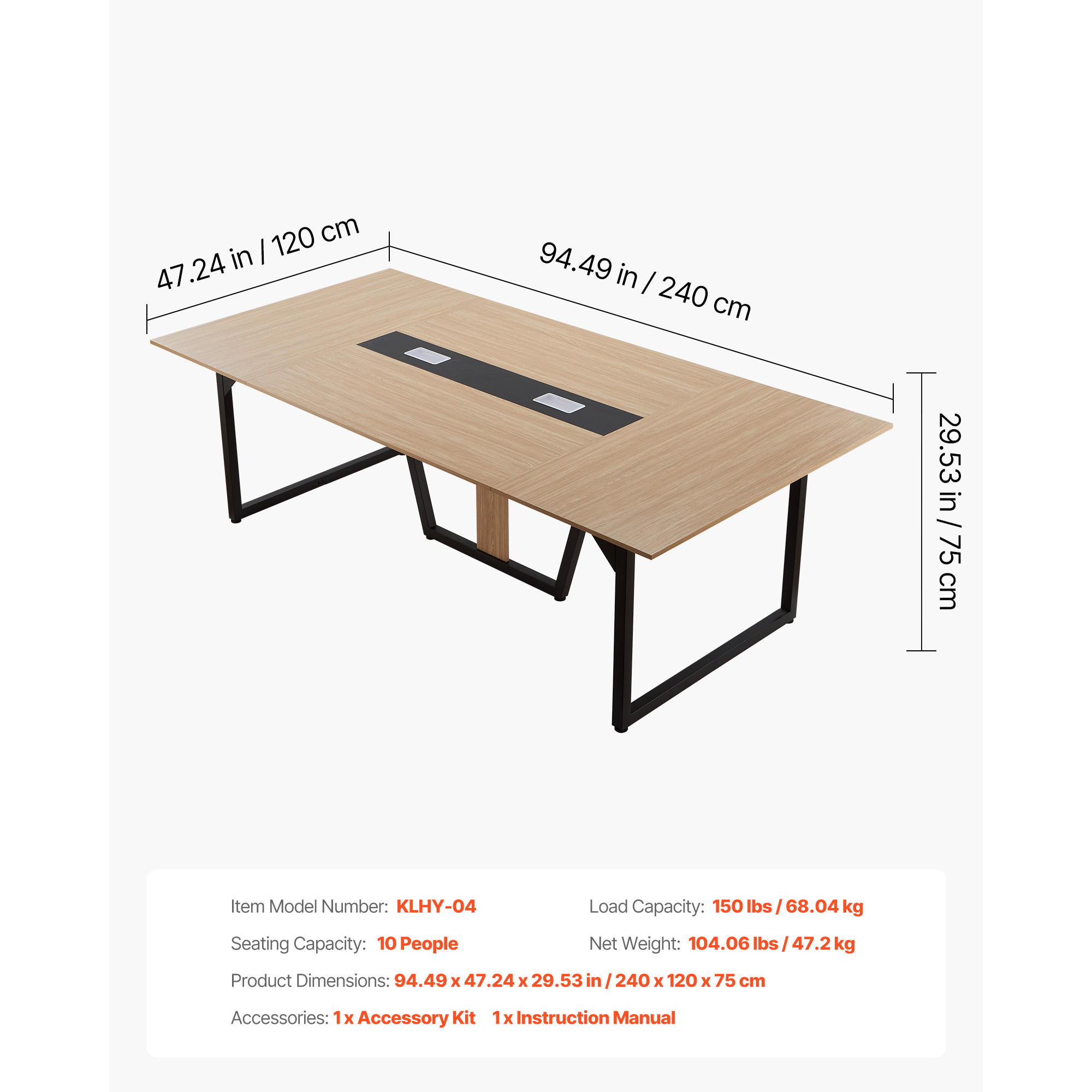 Uimoso Conference Table 6/8ft Rectangle/Boat Shape for Office Meetings