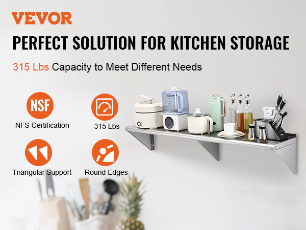 VEVOR Stainless Steel Shelving 60x18.5 inch 5 Tier Adjustable