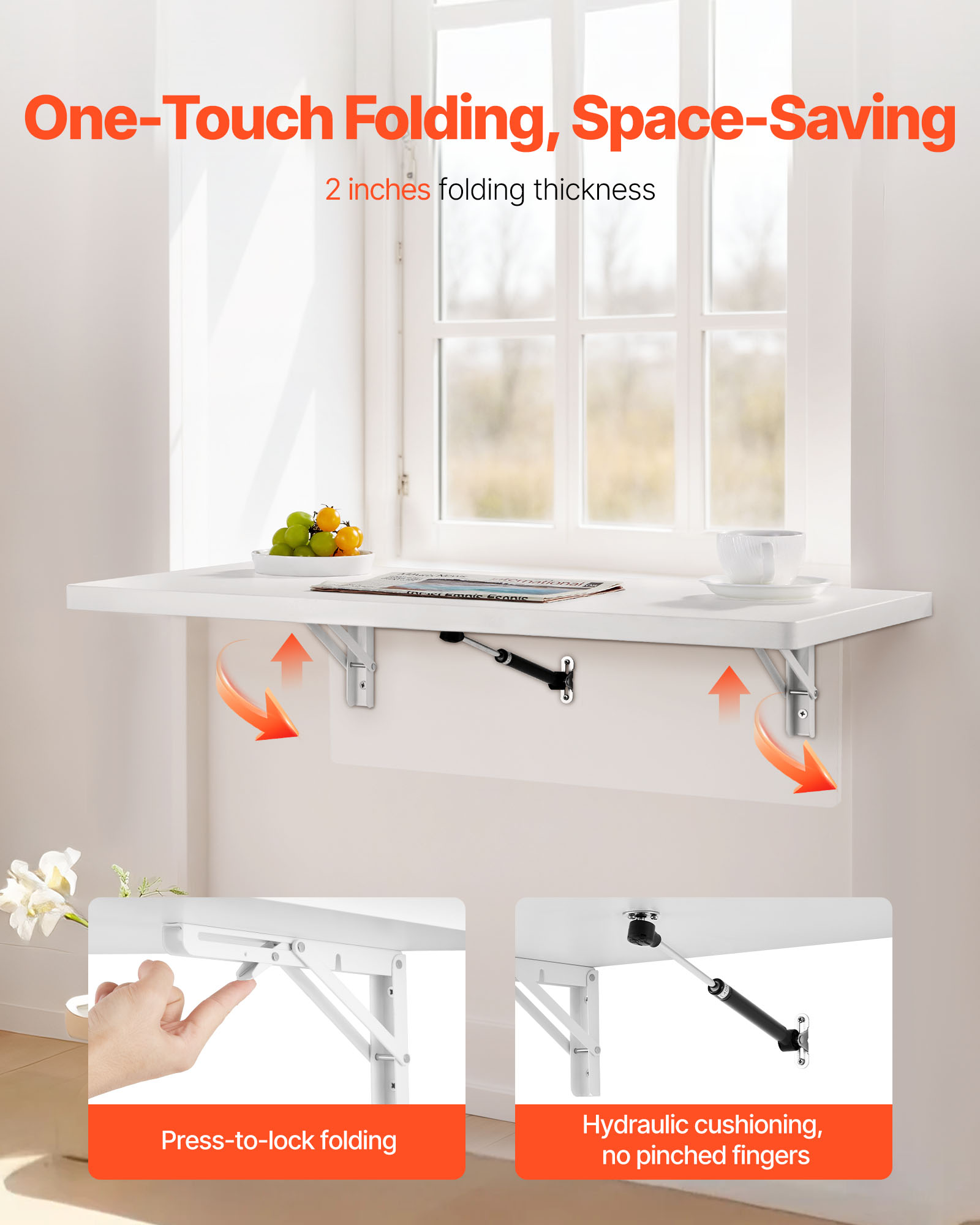 VEVOR Mesa Plegable de Pared Mesa Plegable Mesa de Comedor Mesa de Cocina Mesa de Pared 80x40/120x50cm - Imagen 65 de 110