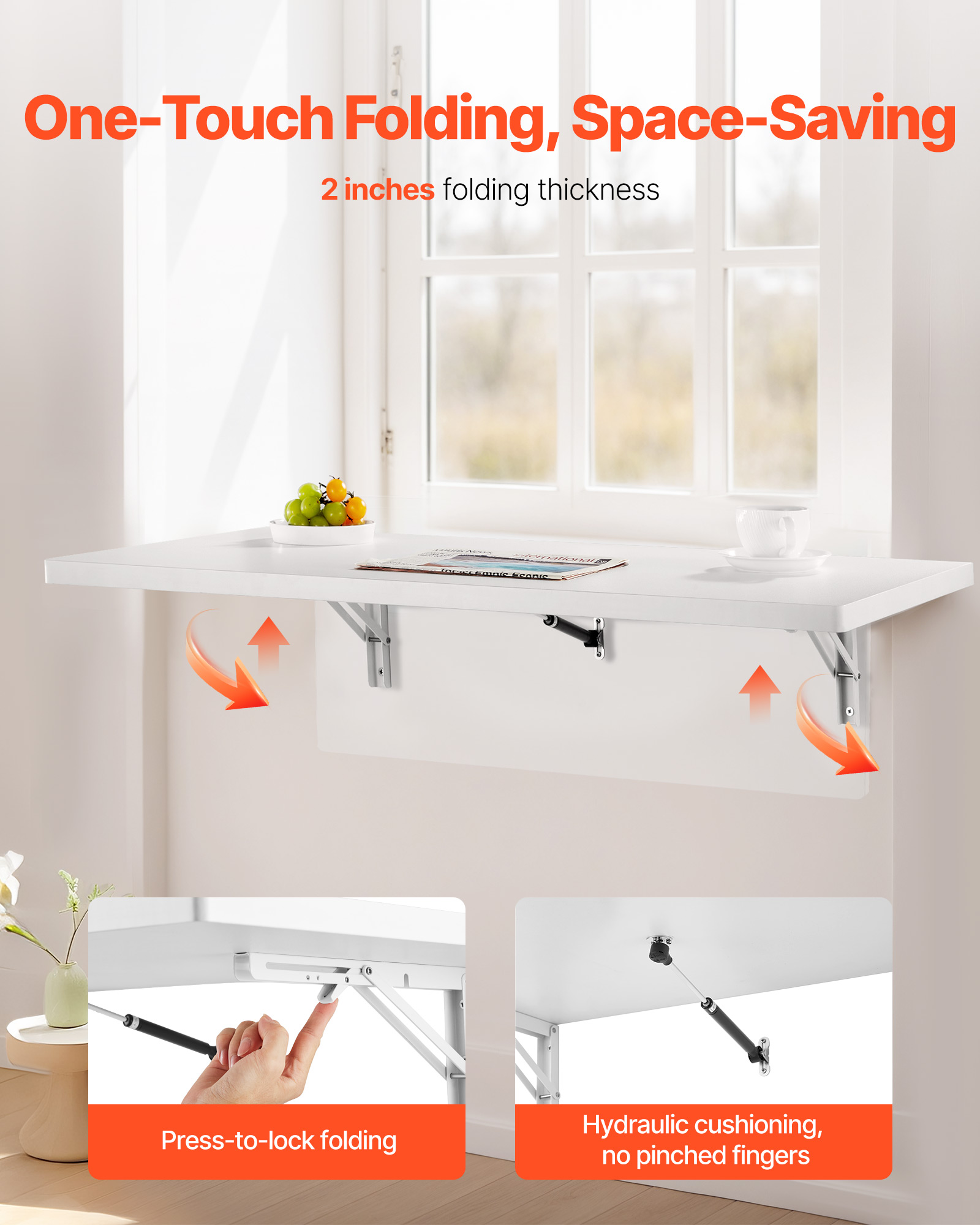 VEVOR Mesa Plegable de Pared Mesa Plegable Mesa de Comedor Mesa de Cocina Mesa de Pared 80x40/120x50cm - Imagen 53 de 110