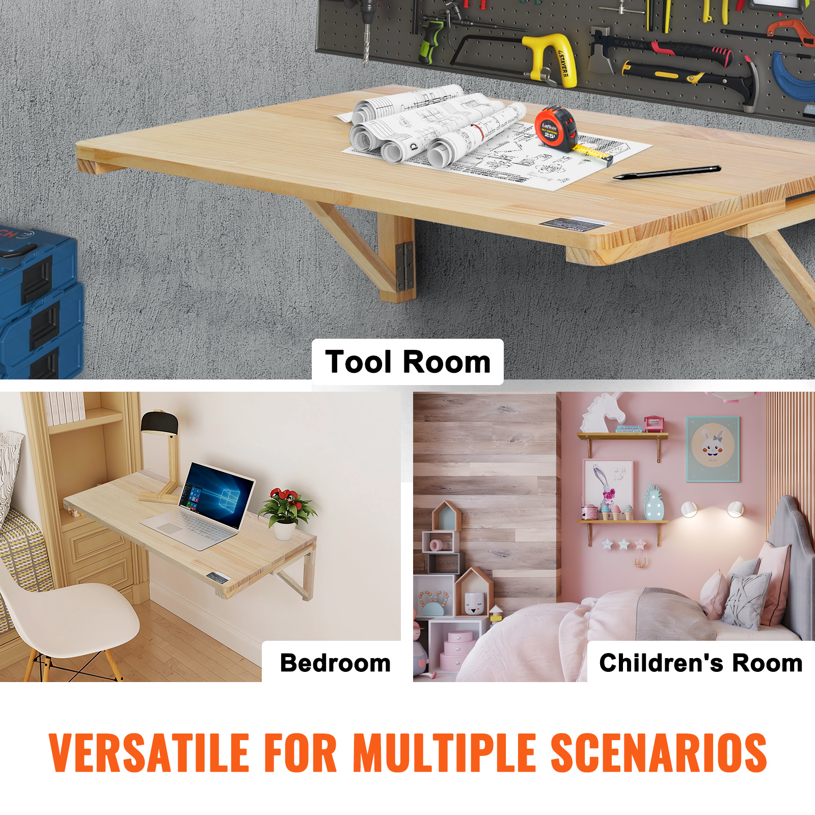 VEVOR Mesa Plegable de Pared Mesa Plegable Mesa de Comedor Mesa de Cocina Mesa de Pared 80x40/120x50cm - Imagen 32 de 110