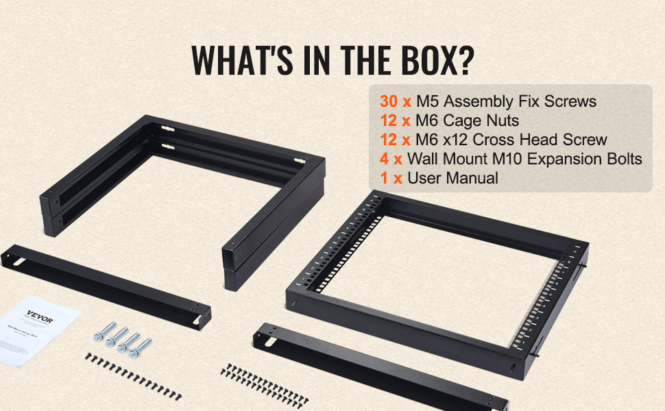 VEVOR 9U Wall Mount Rack 150 lbs/68.04 kg Open Frame Server Network ...