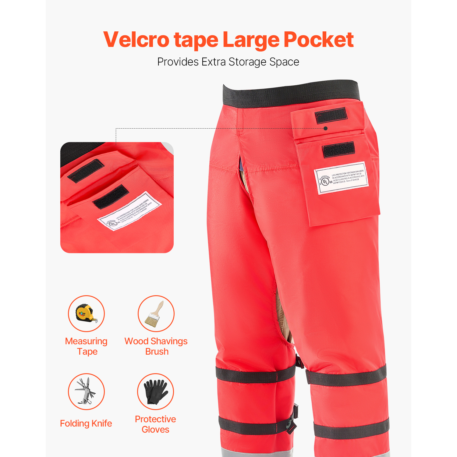 Chainsaw Chaps 34.25"-39.7" Apron Style Forestry Chainsaw Safety Chaps Class D C