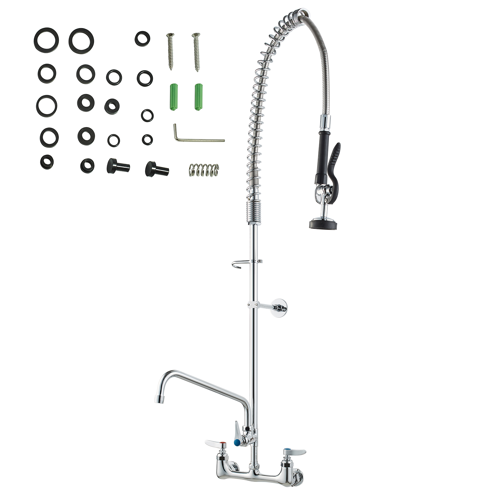 Commercial Pre-Rinse Kitchen Sink Faucet w/ Sprayer Mixer Tap 21-47in - Picture 47 of 86