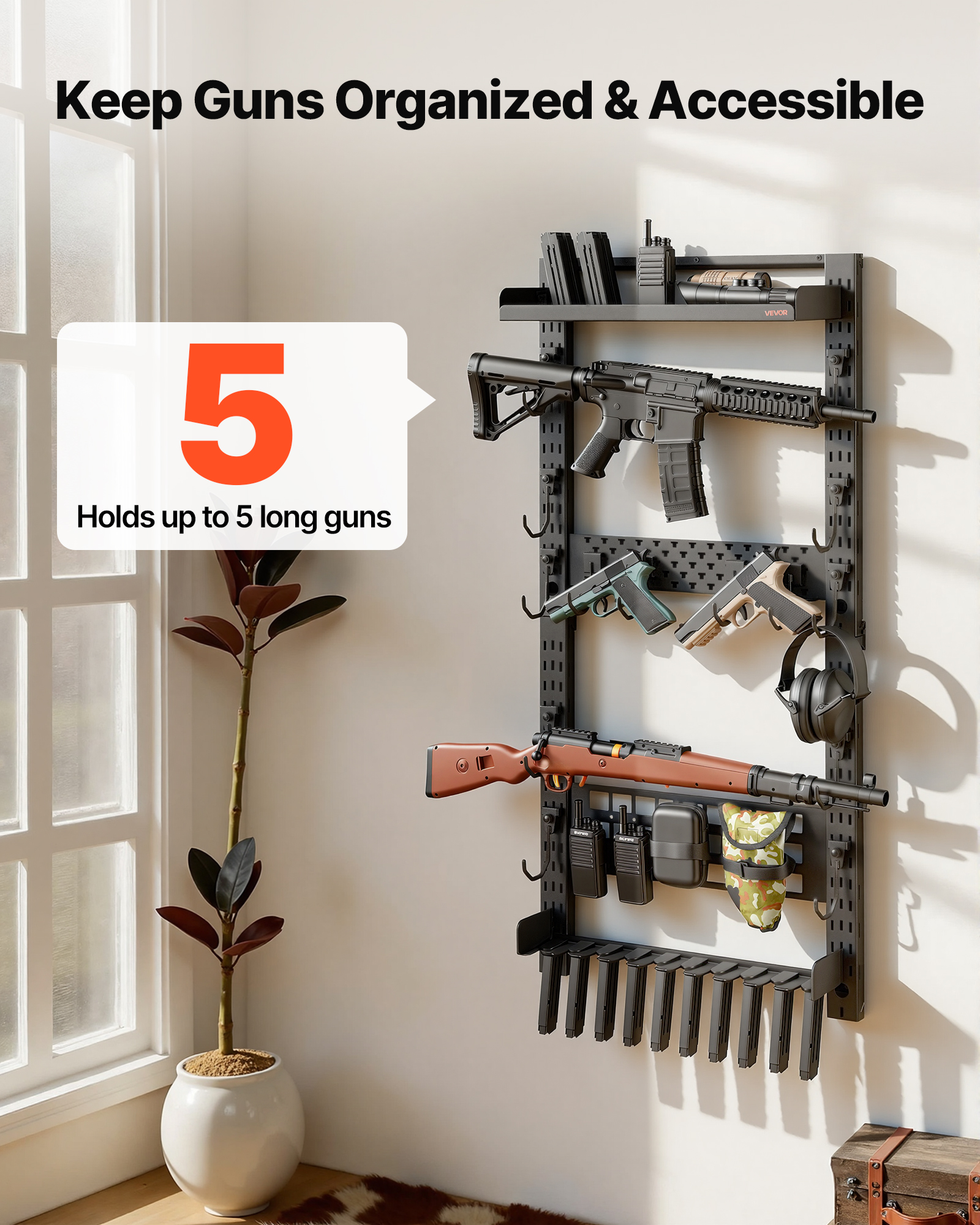 VEVOR Gun Rack Wall Mount/Floor Standing Tactical Rack Holds 2/3/4/5/6 ...