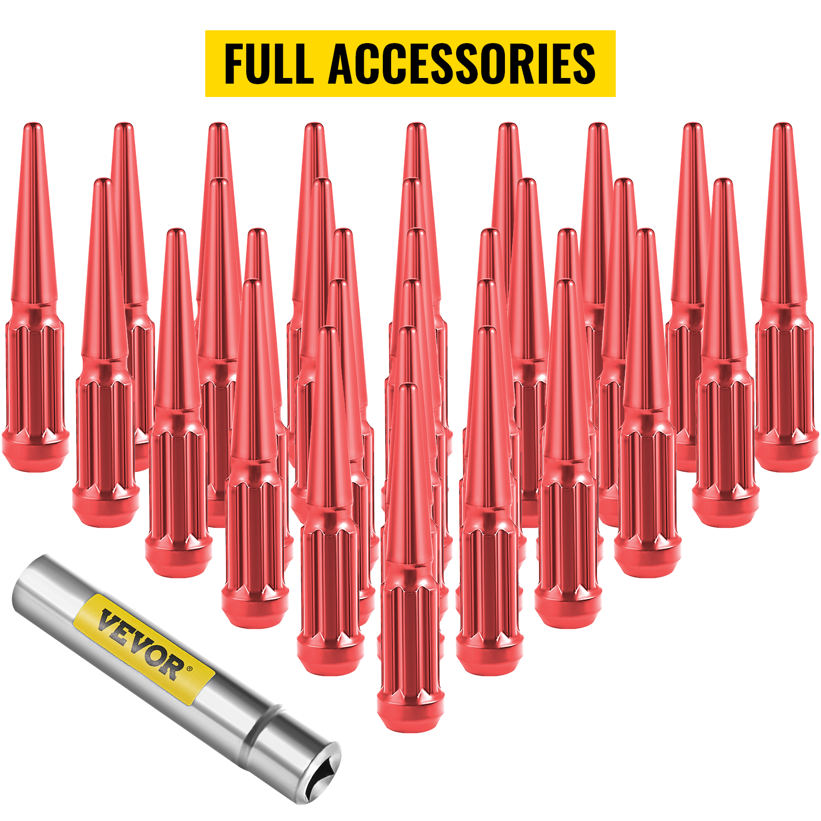 VEVOR M14x1.5 Spike Lug Nuts, 32 PCS Chrome Spiked Lug Nuts 14mmx1.5, 4