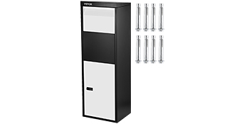 VEVOR Package Delivery Box, 14'' x 11.3'' x 42'' Galvanized Steel Parcel Mailbox w/Code Lock & Mounting Hardware, for Outdoor Porch, Curbside, Large, x11.3''x42'', Black and White
