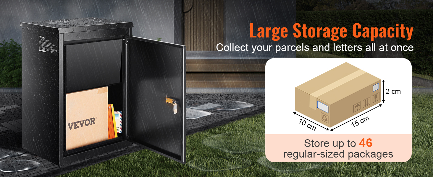 thumbnail image 2 of VEVOR Wall Mount Parcel Drop Box - Galvanized Steel Security Mailbox With Coded Lock 15.4x10.6x20.5 2 of 6
