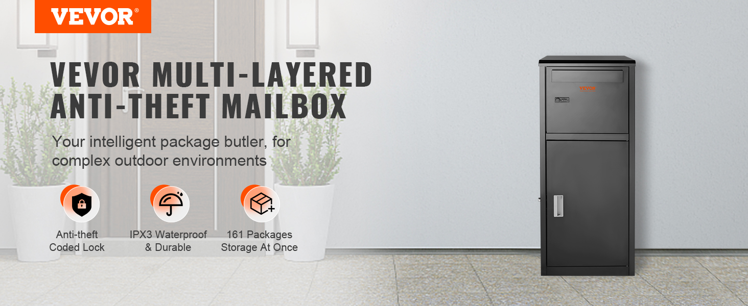 Costway Retro Cast Aluminum Mailbox Lockable Security Postal Letter - Brown