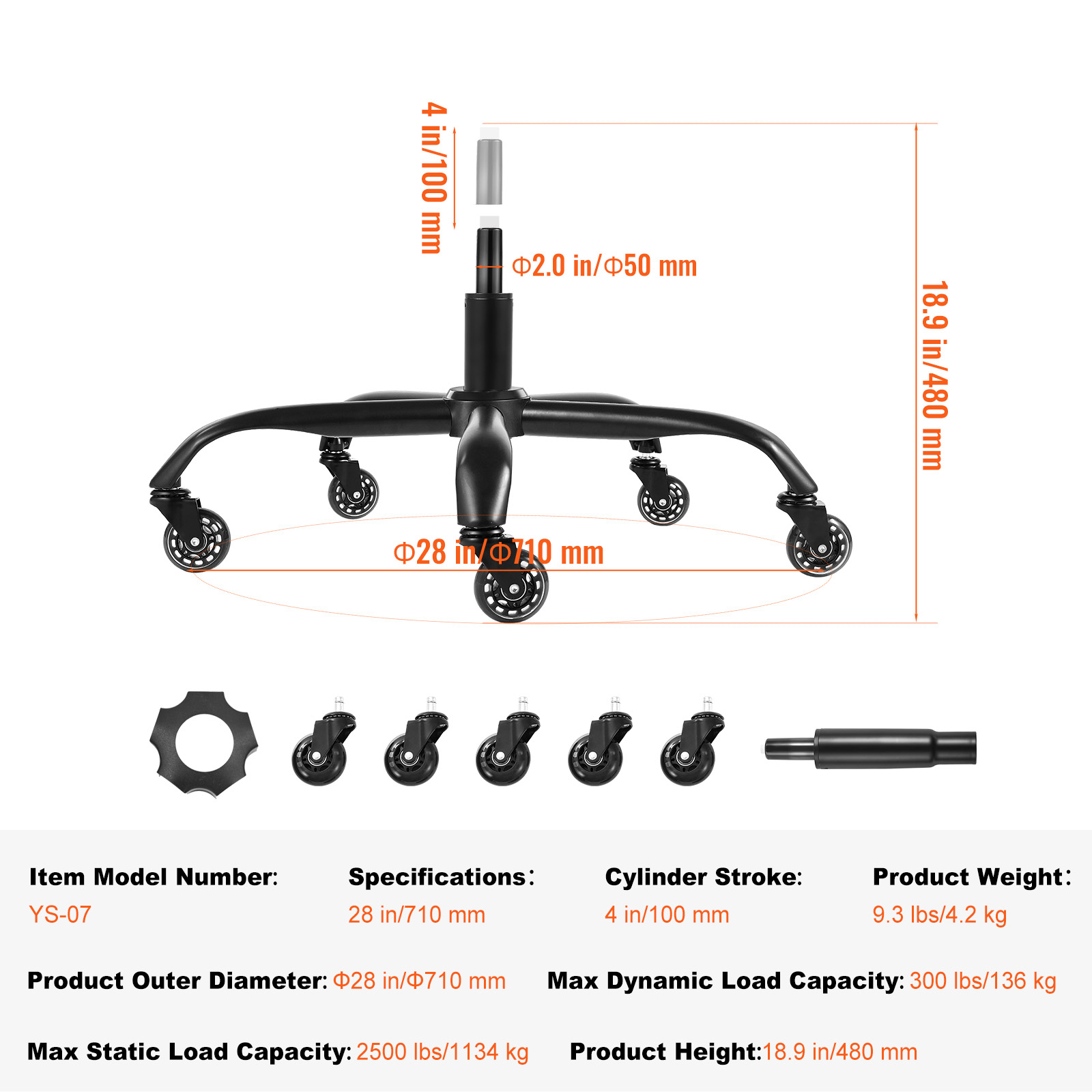 Office Chair Base Replacement 28" Swivel Chair Base 2500lbs Plastic/Metal - Picture 103 of 108