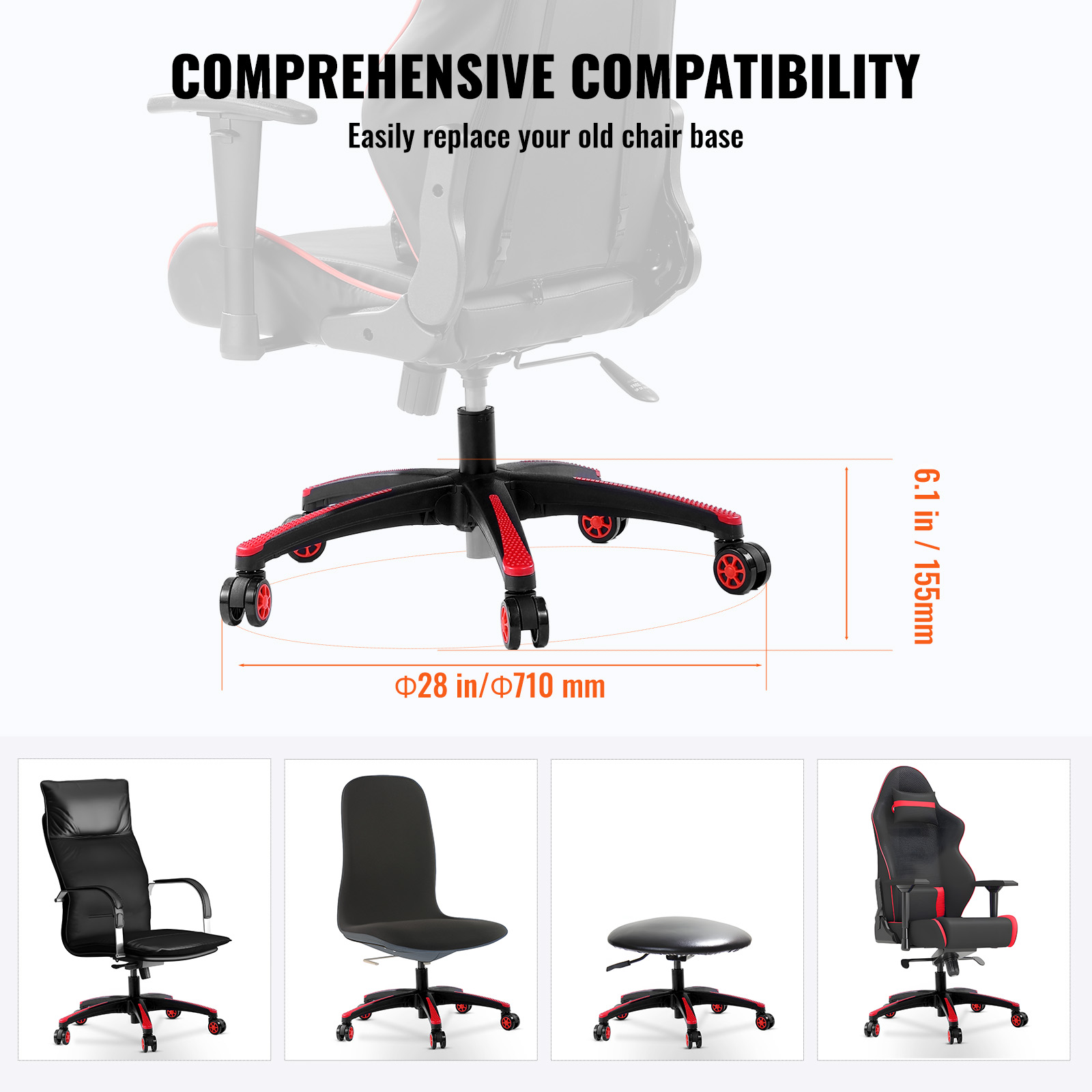 Office Chair Base Replacement 28" Swivel Chair Base 2500lbs Plastic/Metal - Picture 77 of 108