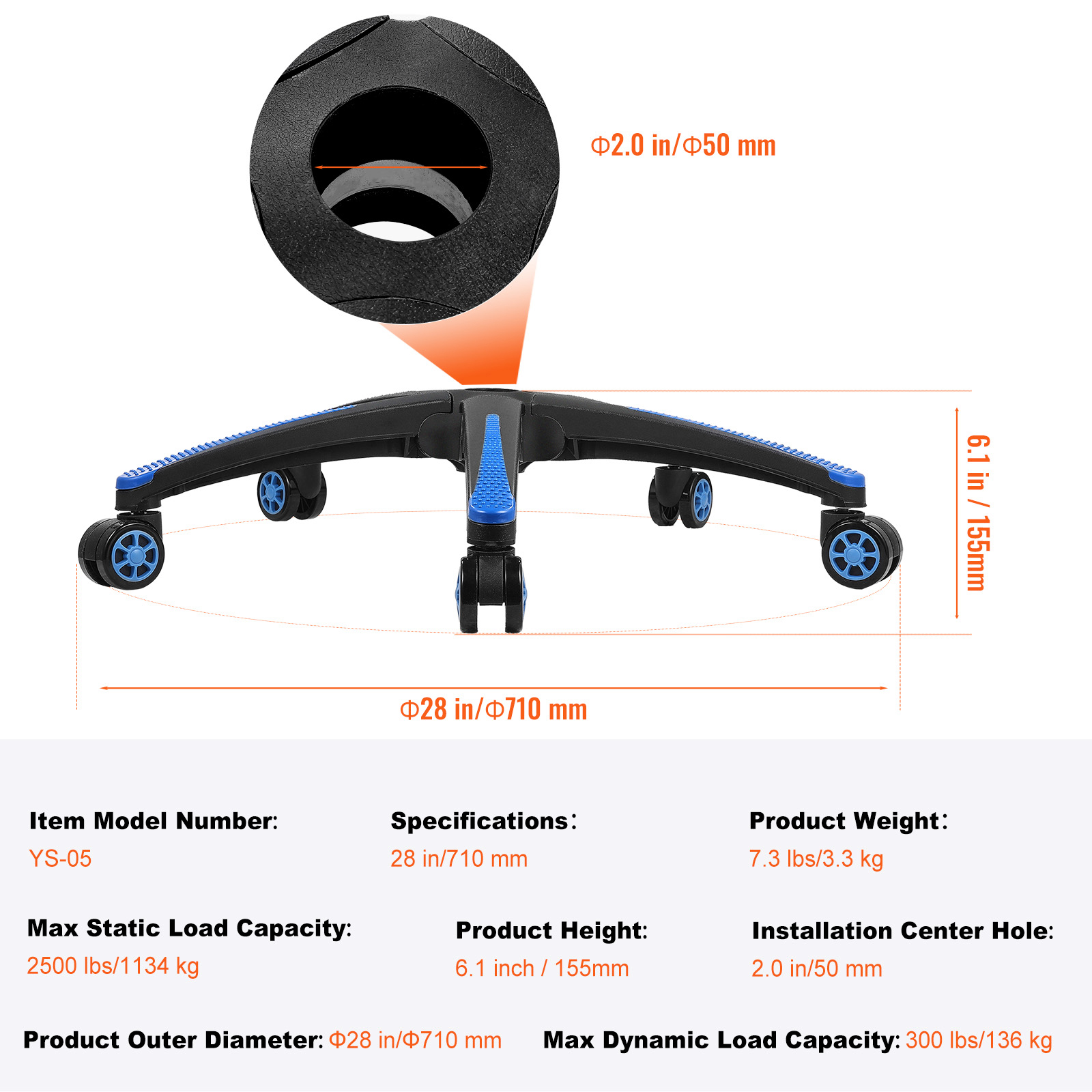 Office Chair Base Replacement 28" Swivel Chair Base 2500lbs Plastic/Metal - Picture 67 of 108