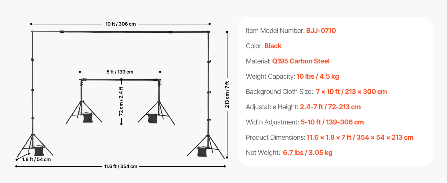Backdrop stand,7x10ft,carbon steel