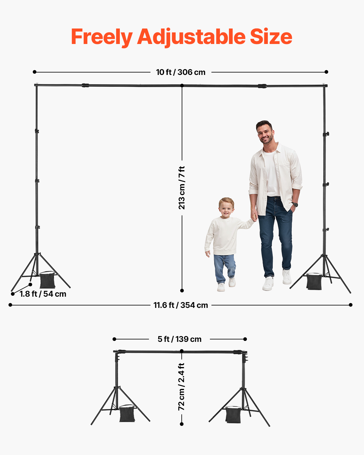 Backdrop Stand Background Stand Kit 5x6.5-12x10 ft for Party & Photo Studio