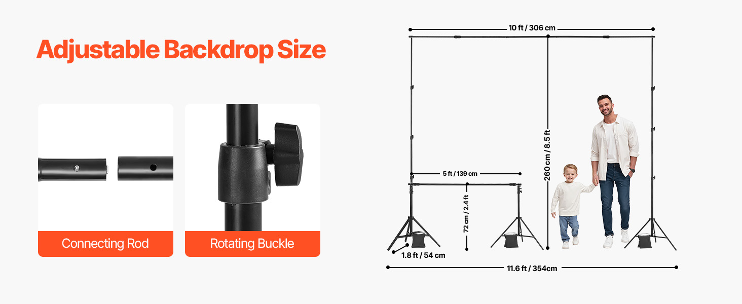 8.5x10 Ft Photo Backdrop Stand With Tripods - Adjustable Background Support For Studios, Weddings & Parties