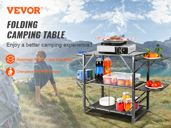 VEVOR Camping Outdoor Küche Tisch Schrank Faltbare Folding Kochen Lagerung  Rack X-Förmigen Aluminium Legierung Halterung für BBQ Picknick - AliExpress