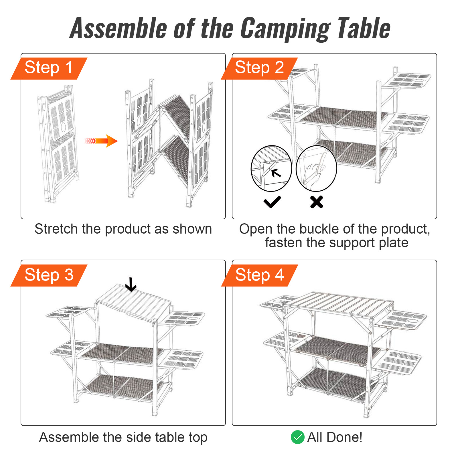 VEVOR Camping-Küchentisch, Klappbarer Outdoor-Kochtisch mit