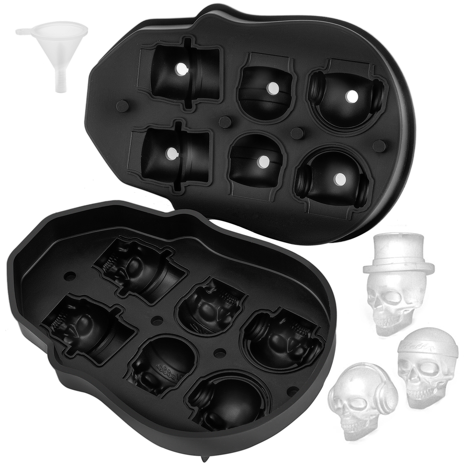 Party Set of 3 Fangs Skeleton Bones Pumpkins Halloween Flexible Silicone Ice Cube Mold Trays 