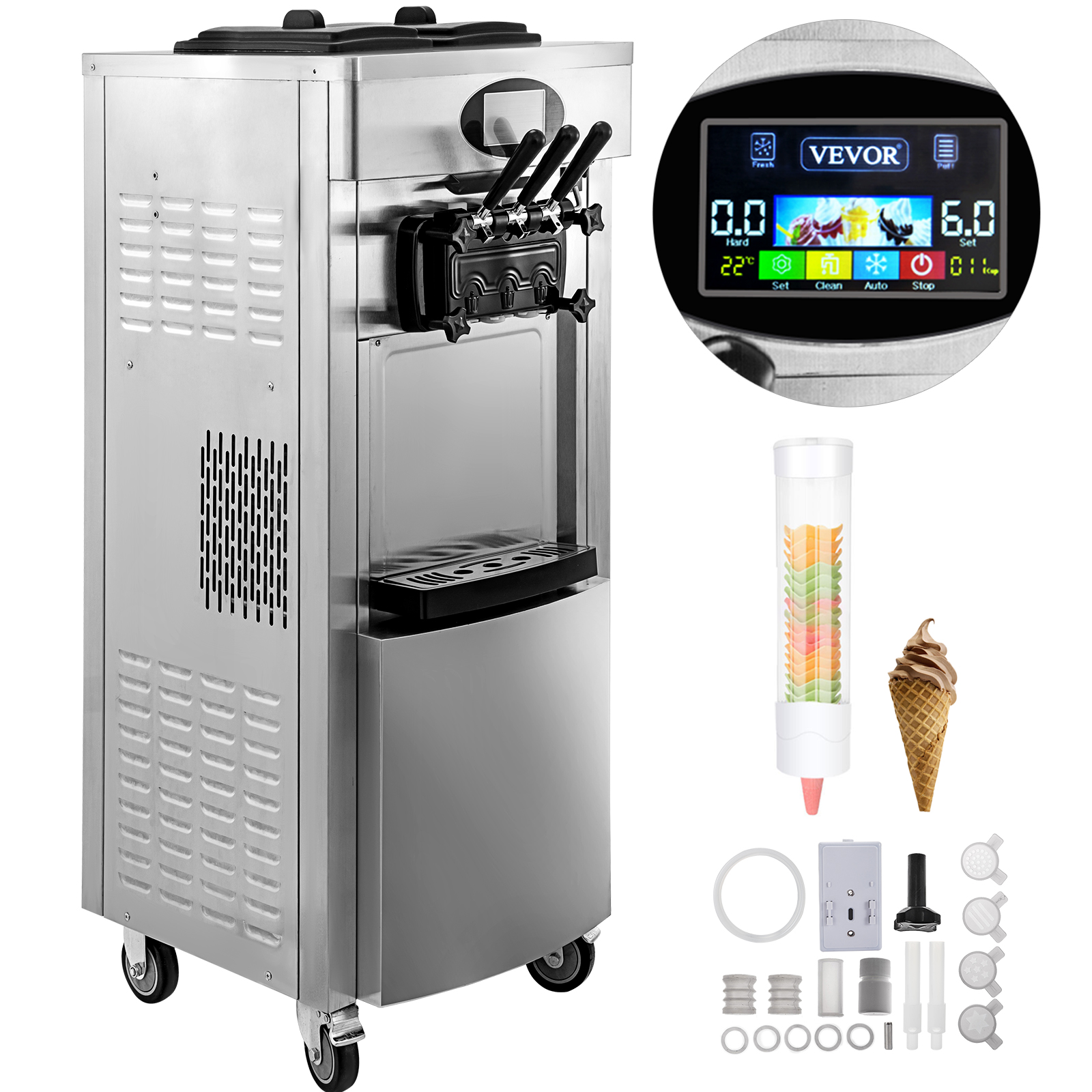 Soft Serve Machine,2200W,2+1 Flavors