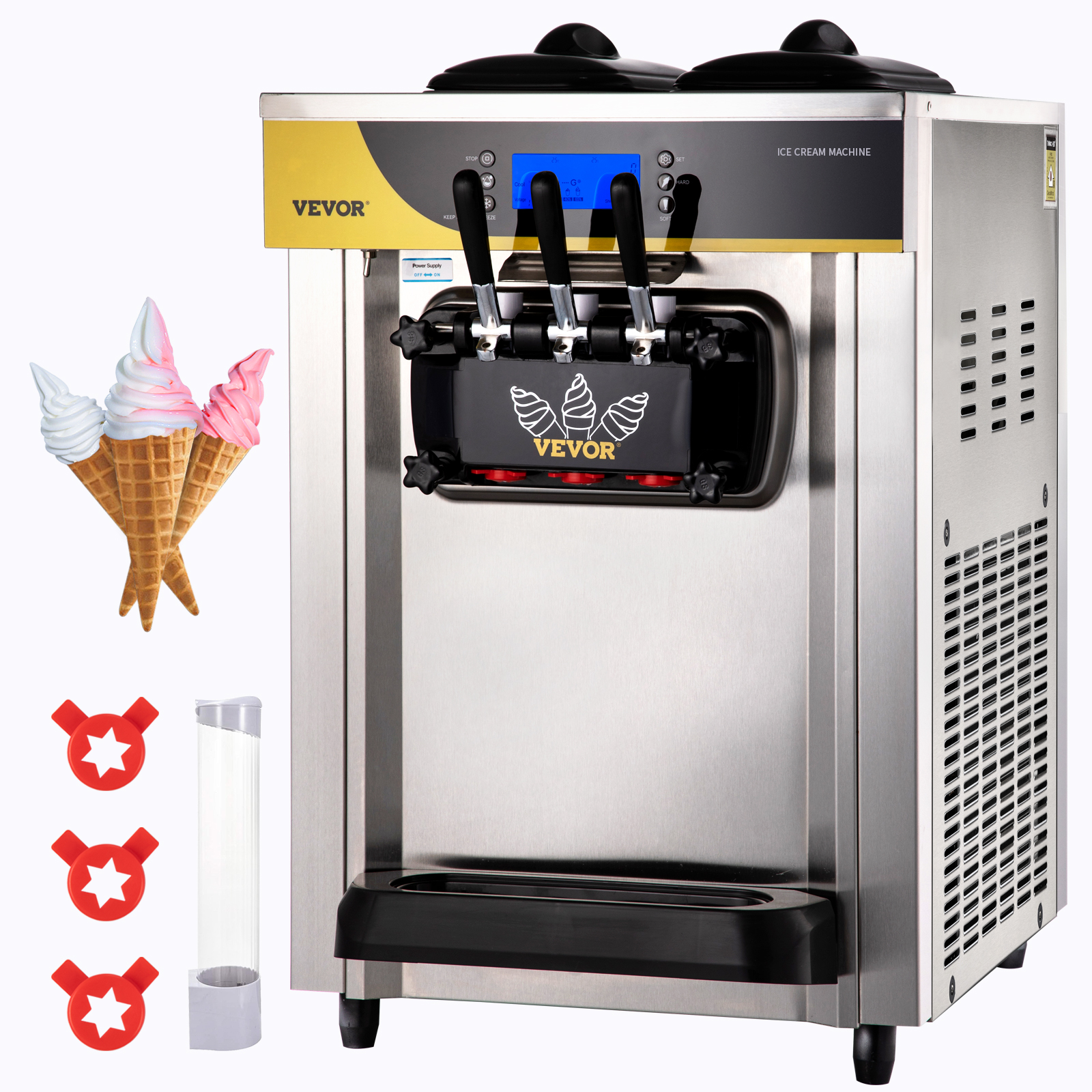 Soft Serve Machine,2200W,2+1 Flavors