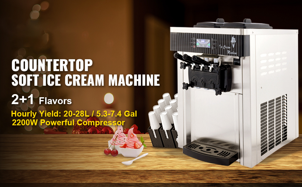 3 Geschmack Kommerzielle Softeismaschine Eismaschine R410a Externer