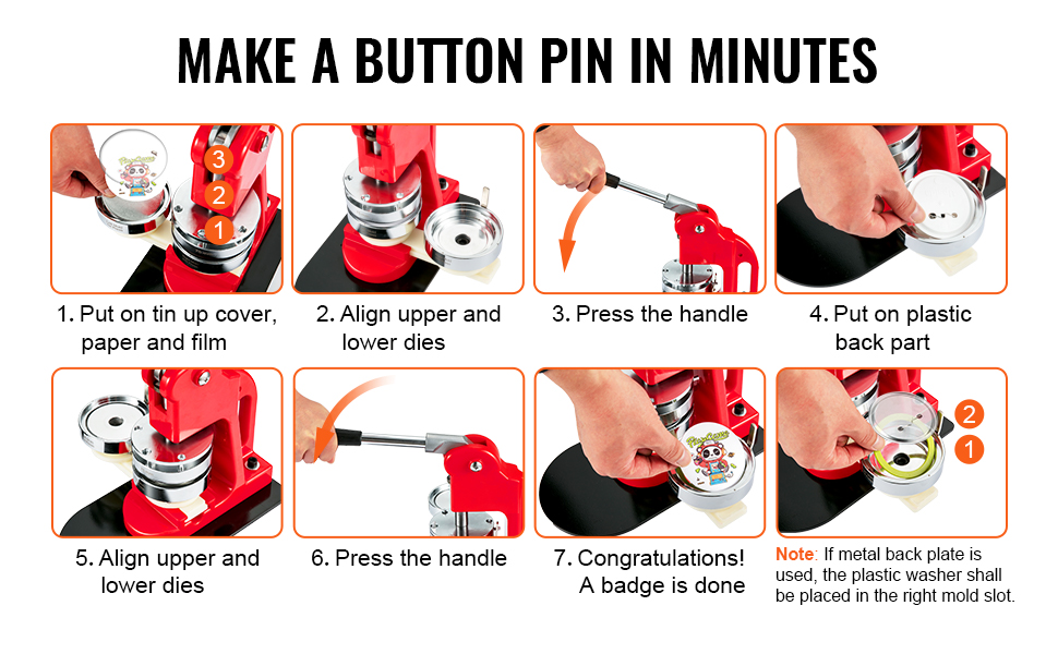 VEVOR 25mm Button Maker 1 Button and Badge Maker Machine Button Maker Press  Punch Press Machine with 500 Buttons(500pcs)