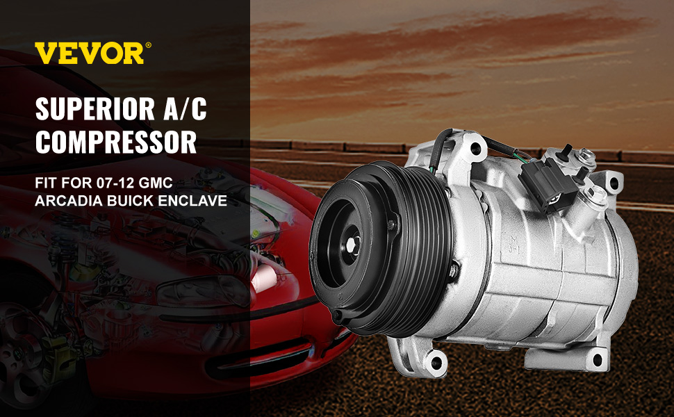Vevor A/C Compressor for 07-12 Chevrolet Traverse Gmc Arcadia Buick ...