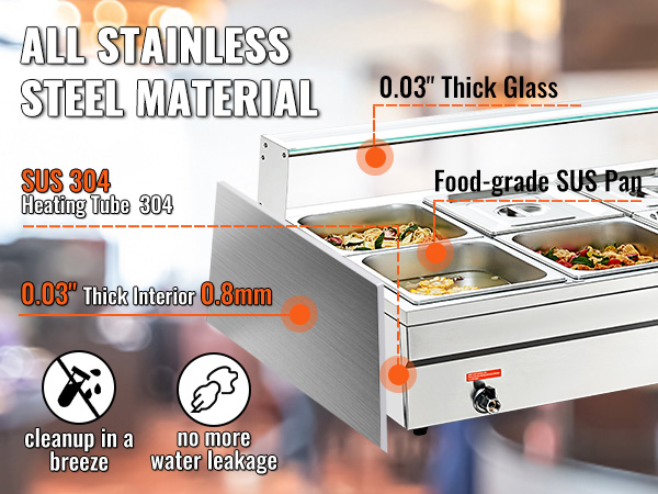 Chauffe-plats électrique 12 Bacs Inox 4,7 L - 1700 W - Température Réglable 30-85°C - Idéal Buffet, Restauration, Fêtes