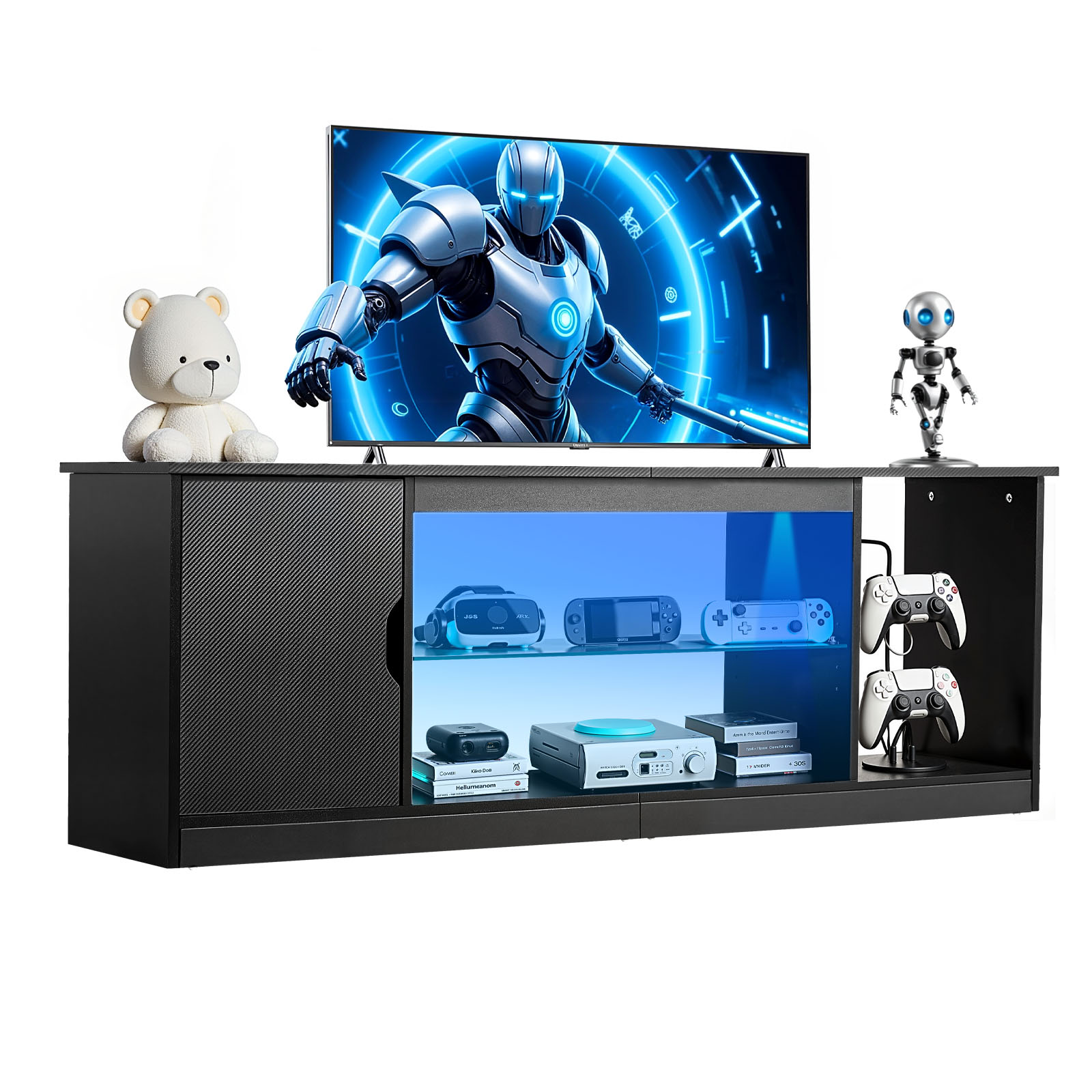 For Tvs Up To 65/75 In Modern Entertainment Center W/ Glass 