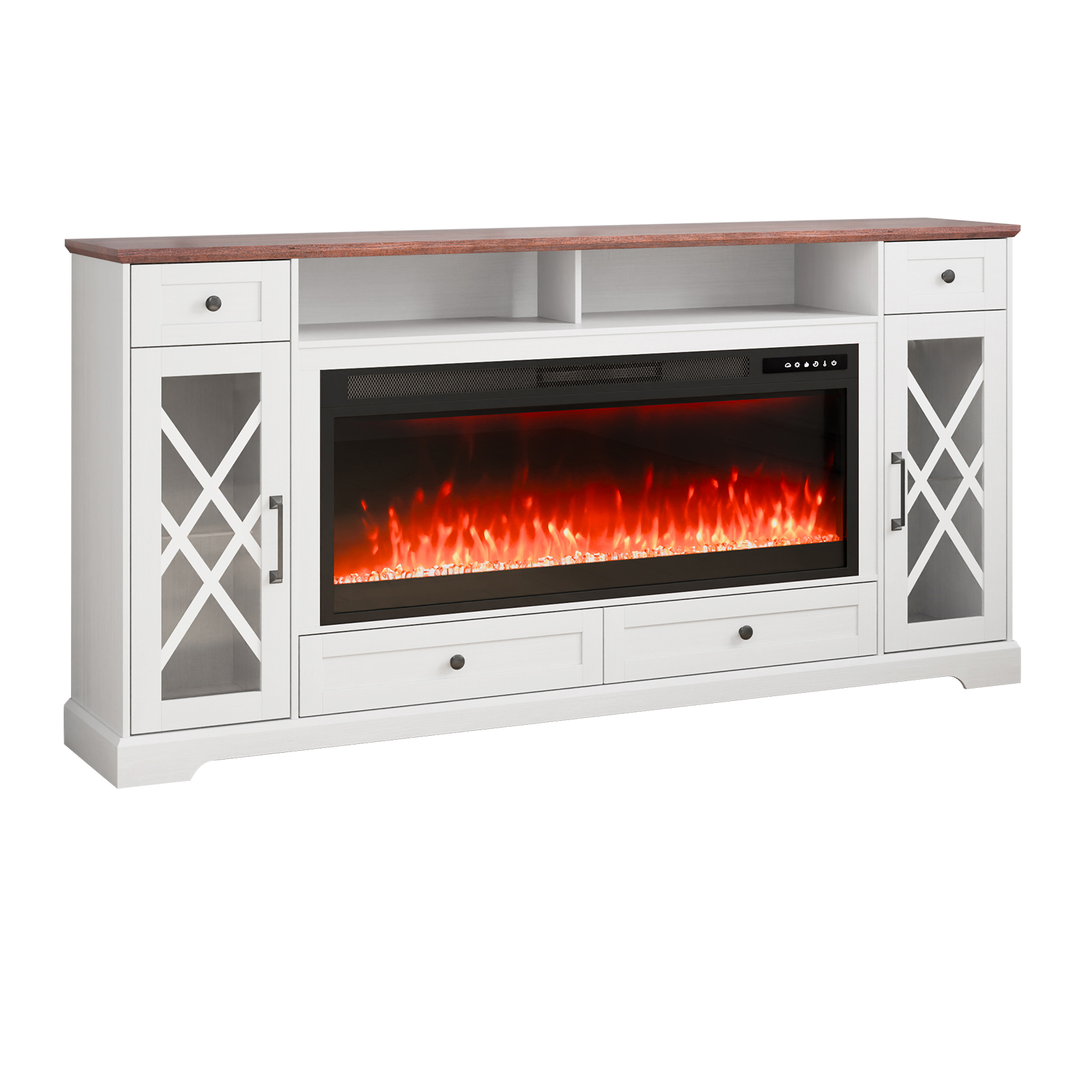 80/100inch Fireplace TV Stand with 20 LED Light Remote Control & Timer