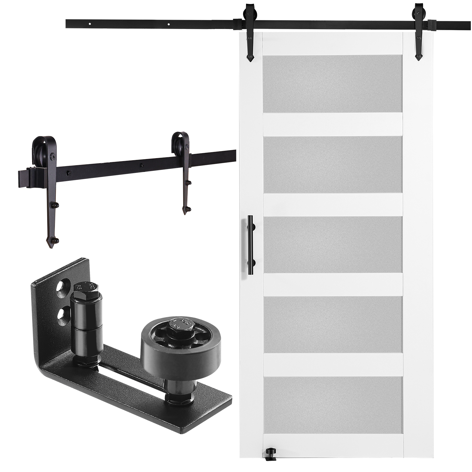 VEVOR Barn Door and Hardware Kit 30/32/42/3" x 84" Wood and Glass Barn Door Kit