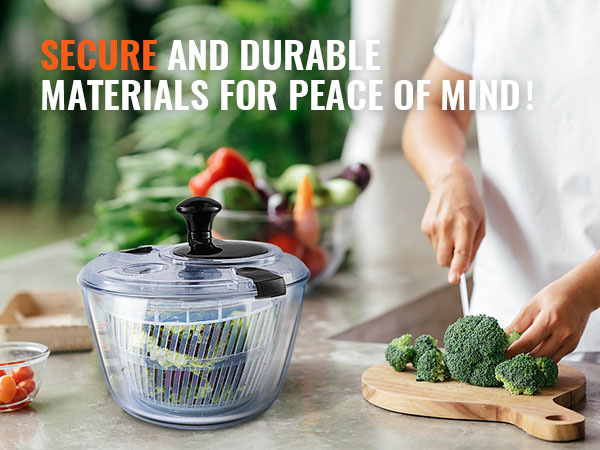 Essoreuse à Salade En Verre 4.5L - Déshydratation Rapide, Lavable Lave-Vaisselle, Sans BPA
