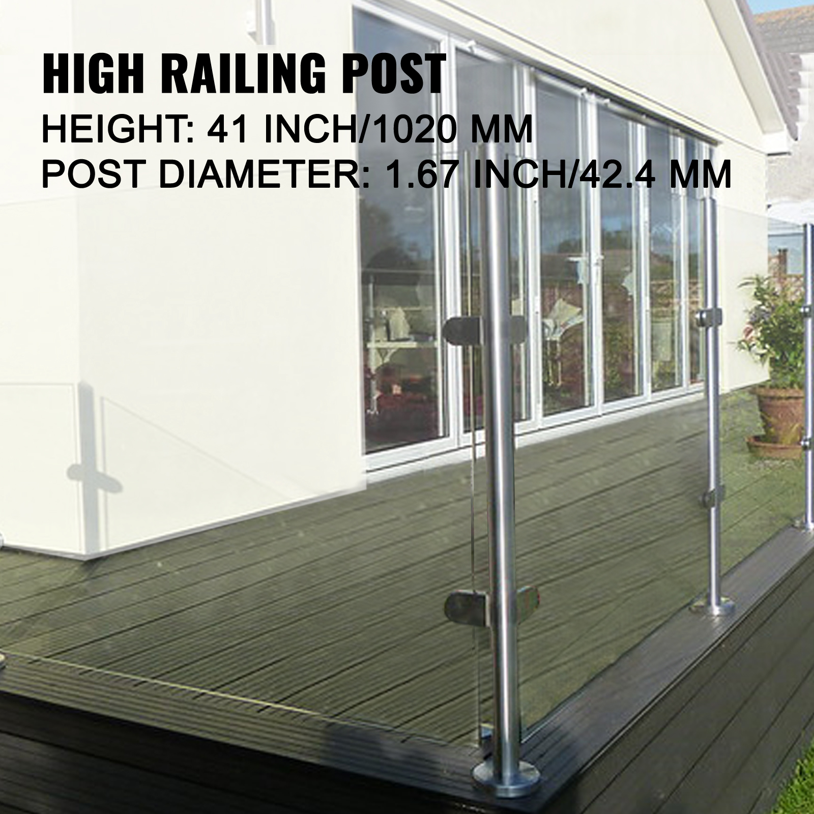 Vevor Balustrade Railing Posts, Glass Railing 41inch Stainless Steel