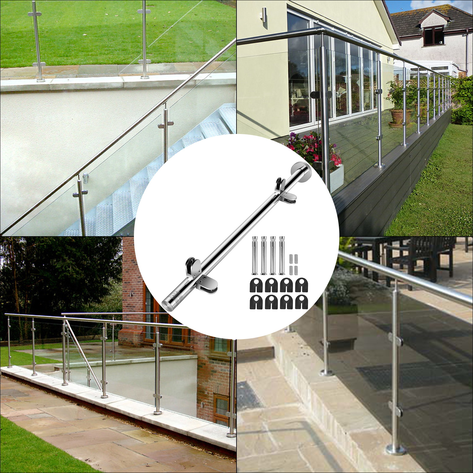 Vevor Balustrade Railing Posts, Glass Railing 41inch Stainless Steel
