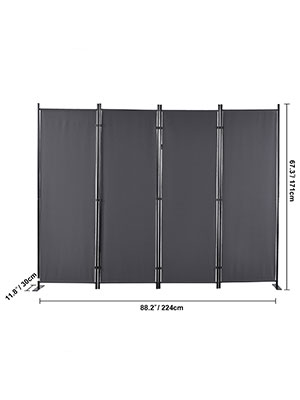 Paravento Pieghevole Su Rotelle FANTASK - 4 Pannelli, Diviso Per Stanze, Tessuto Resistente