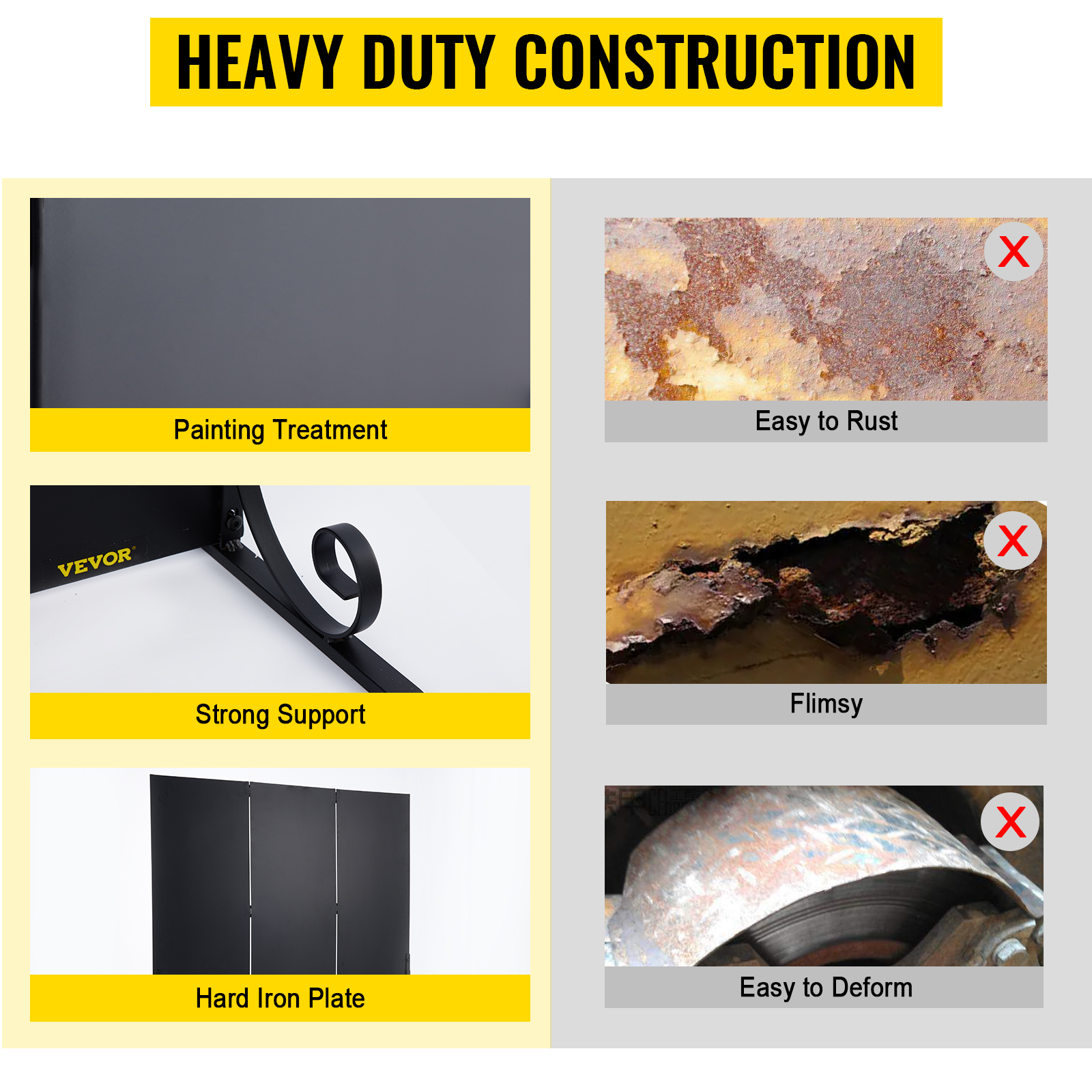 VEVOR Fireplace Screen, 38.8 x 32.7 Inch, 3Panel Iron Freestanding