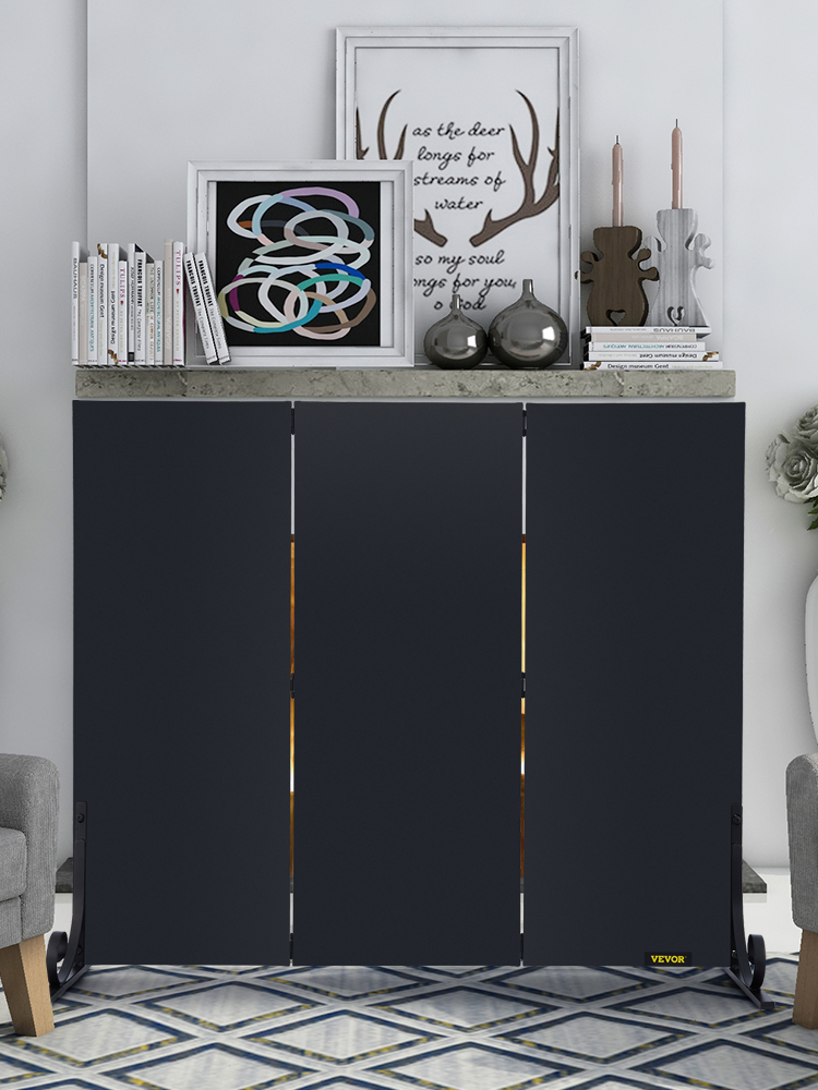 VEVOR Fireplace Screen, 38.8 x 32.7 Inch, 3Panel Iron Freestanding