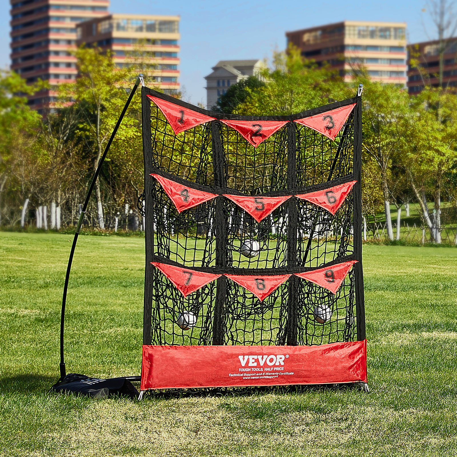 VEVOR 9 Hole Baseball Softball Pitching Net 9 Pocket Hitting Practice