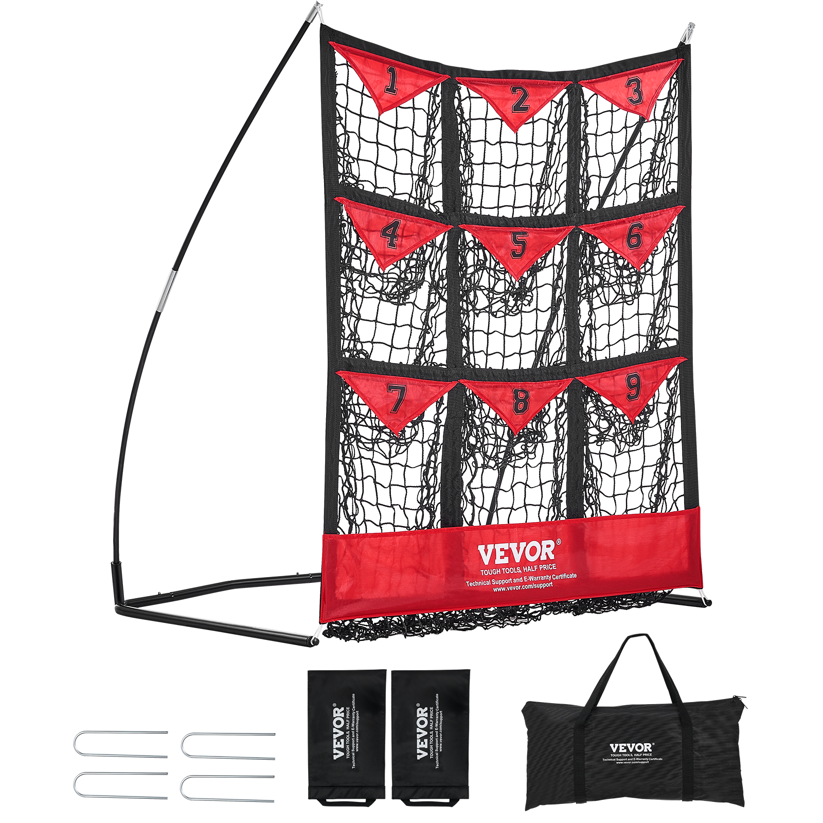 VEVOR 9 Hole Baseball Softball Pitching Net 9 Pocket Hitting Practice