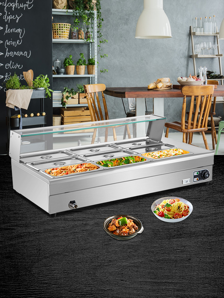 ROVSUN 2-Tier 110V Food Warmer, 800W Commercial Food Warmer Display  Electric Countertop Food Pizza Warmer with Adjustable Removable Shelves  Glass Door, Pastry Display Case for Buffet Restaurant 