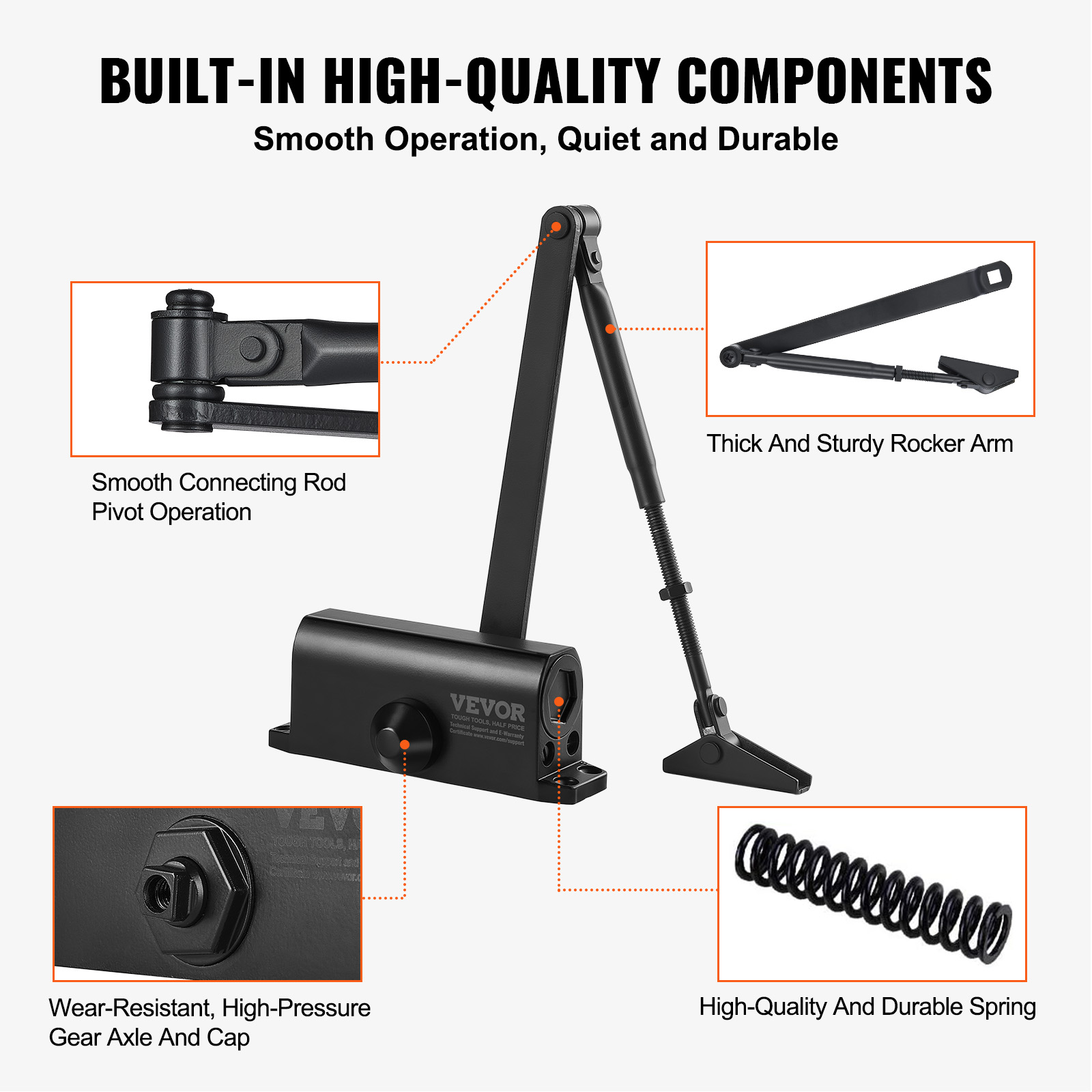 VEVOR 100-330lbs Commercial Door Closer Heavy Duty Residential Hydraulic Auto - Picture 56 of 122