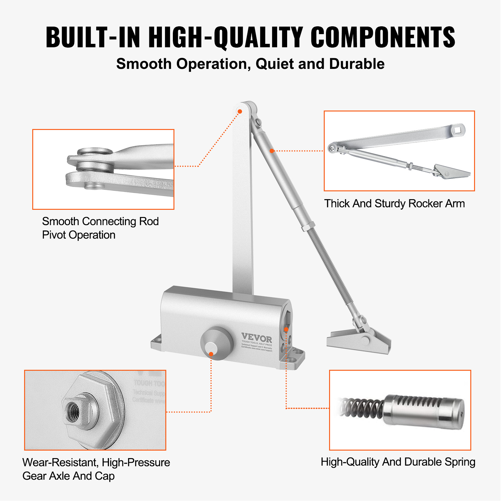 VEVOR 100-330lbs Commercial Door Closer Heavy Duty Residential Hydraulic Auto - Picture 116 of 122