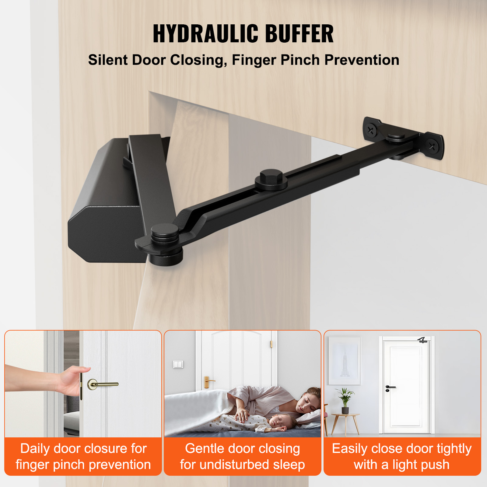 VEVOR 100-330lbs Commercial Door Closer Heavy Duty Residential Hydraulic Auto - Picture 17 of 122