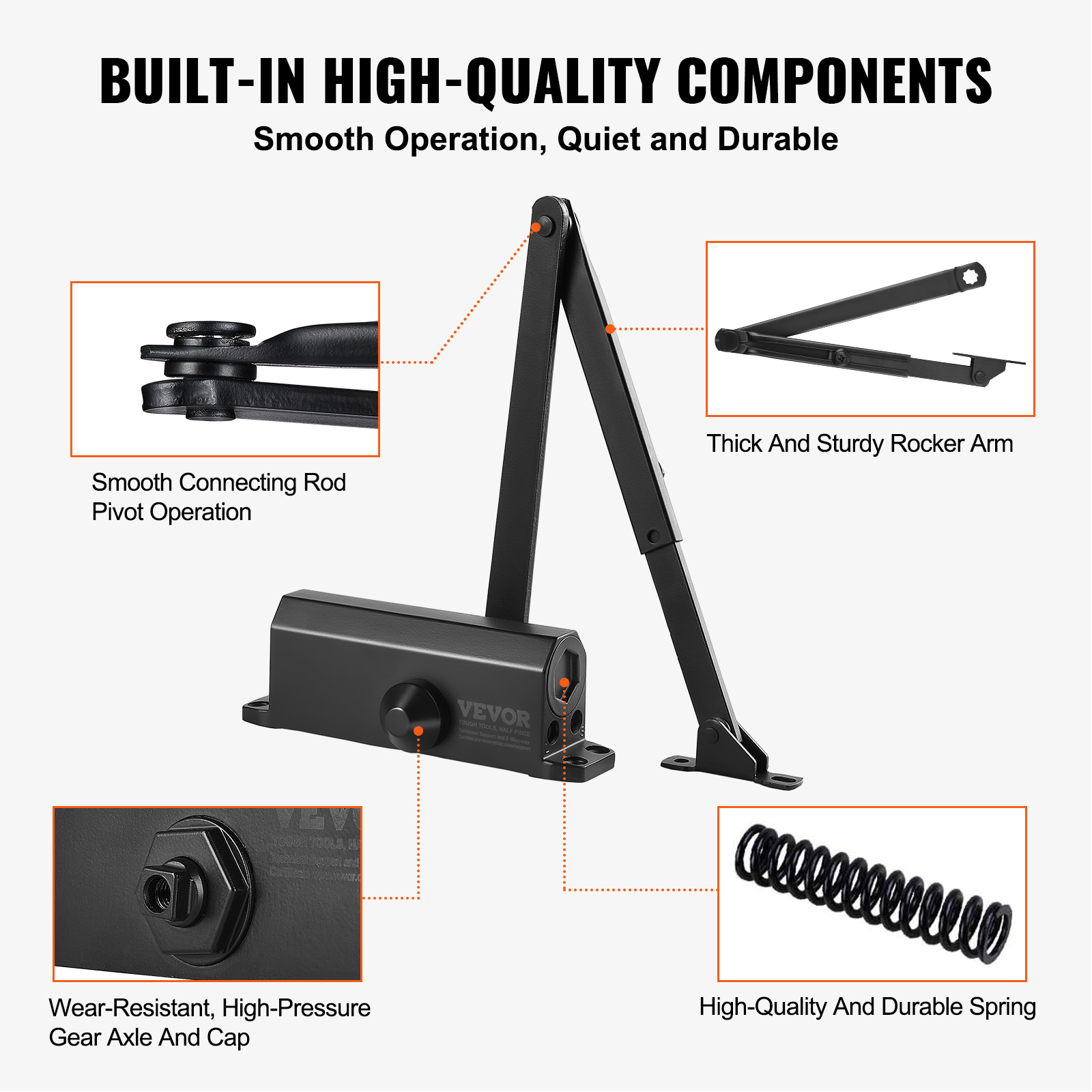 VEVOR 100-330lbs Commercial Door Closer Heavy Duty Residential Hydraulic Auto - Picture 20 of 122